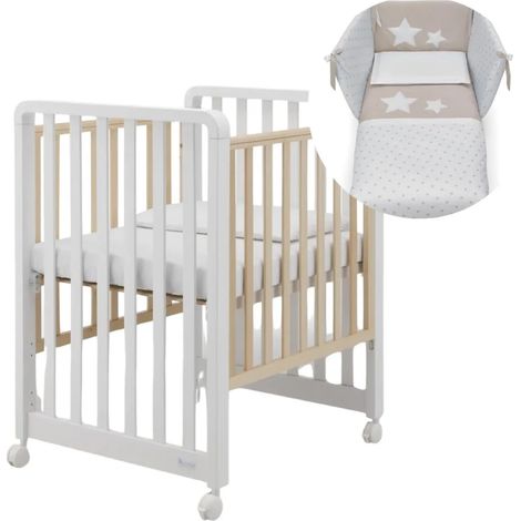 AZZURRA Lettino Evolutivo Glam Grigio  9 In 1 Con Materasso E Set Tessile Avana