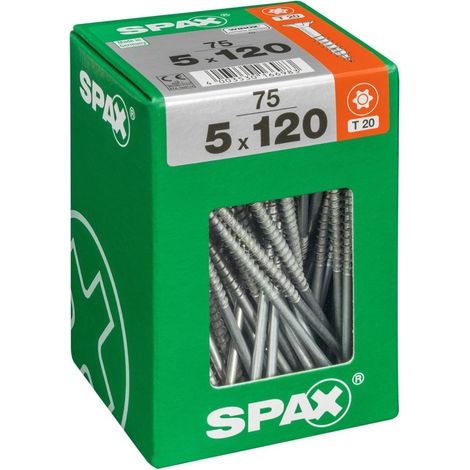 Set di 75 viti SPAX in acciaio a testa piatta, Diam.5 mm x L.120 mm SPAX