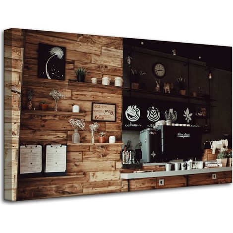 Lienzo decorativo de cocina retro de madera de 80x50 cm