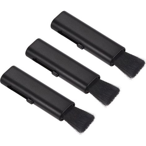 Cepillos de limpieza para teclado, paquete de 3 mini cepillos telescópicos con abertura para ventana, aptos para teclados de portátiles, color negro. (1/5)