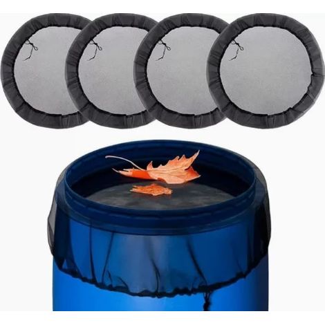 Filet de protection anti‑moustiques pour bac à eau de pluie noir, diamètre 90 cm, filtre pour collecteur d’eau de pluie, lot de 4 pièces (1/3)