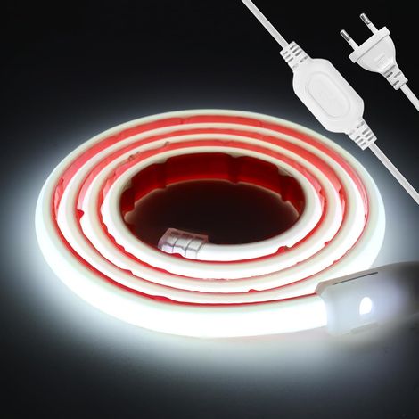 Ruban LED COB 220V, 288 LED/M IP67 Etanche Bandeau LED Néons Bande,50cm Couper, Colle double face, Super Lumineux Strip Light pour Extérieur Chambre à Coucher, Décoration de la Maison (1/5)