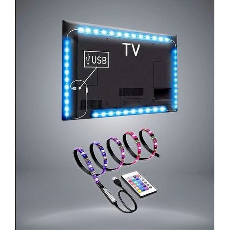 TrAdE Shop Traesio - Striscia Led Retroilluminazione Tv Monitor Rgb Smd 5050 5 Mt Usb Dc5v 5050rgb-5v - (1/4)
