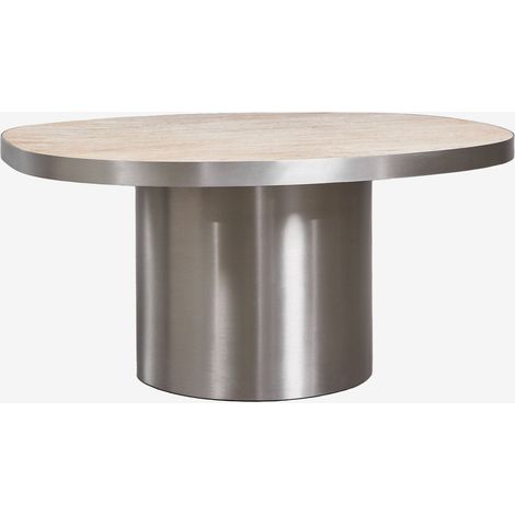 SKLUM Fertrix Couchtisch aus Naturstein und Edelstahl Travertine (1/5)