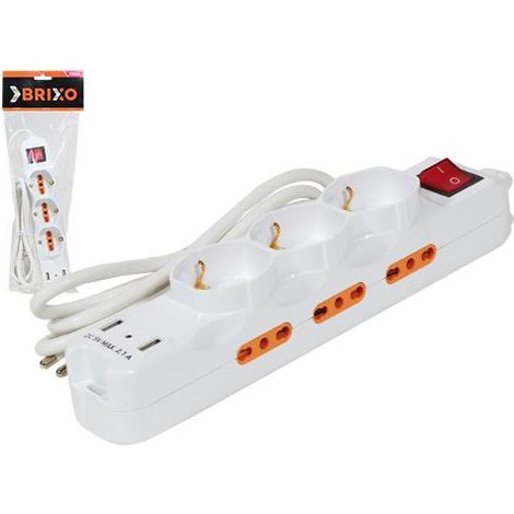 MULTIPRESE BRIXO 9 P.TI C/INTERR.2USB