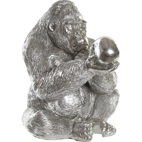 Sculpture gorille argenté élégant pour déco moderne - Argent métallisé brillant (1/3)