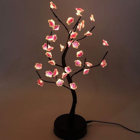 Lampe bonsaï Longziming – Lampe de table LED flexible à lumière jaune chaude – Alimentation USB ou piles – Décoration pour chambre, salon et bureau (1/5)