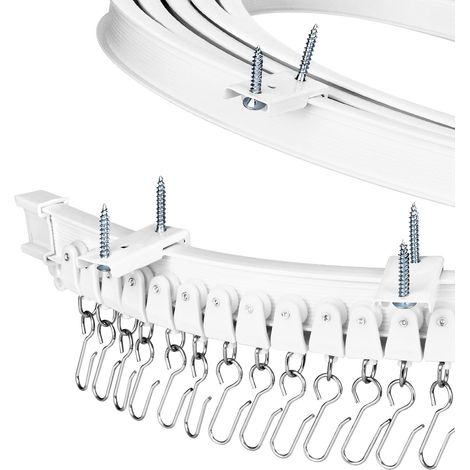 5 Metres Flexible Ceiling Curtain Rail with Silent Wheels for Room Separation, Bay Windows, Bathroom, Balcony, Office, Hotel (1/5)