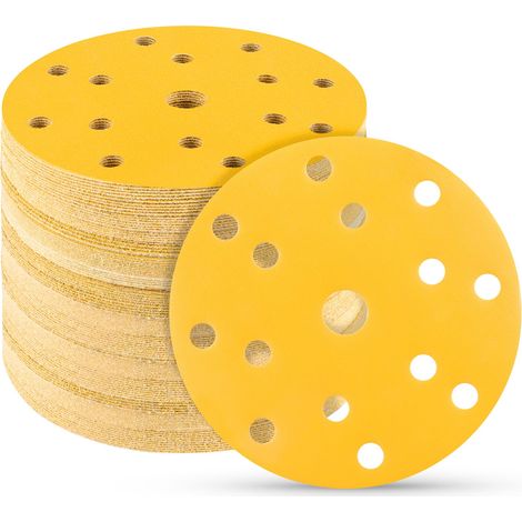 Lot de 50 Disques de Ponçage 150mm Ronds P400 Grains 15 Trous - Idéal pour Poncer, Polir, Dérouiller (Ponceuse Excentrique Ronde) (1/5)