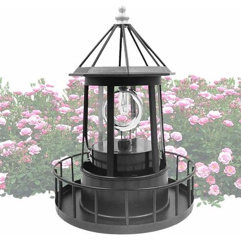 Solarbetriebener Gartenleuchtturm – Leuchtturm-Gartendekoration, 360° drehbare, wasserdichte LED-Leuchte, Gartendekoration, Rasenlampe