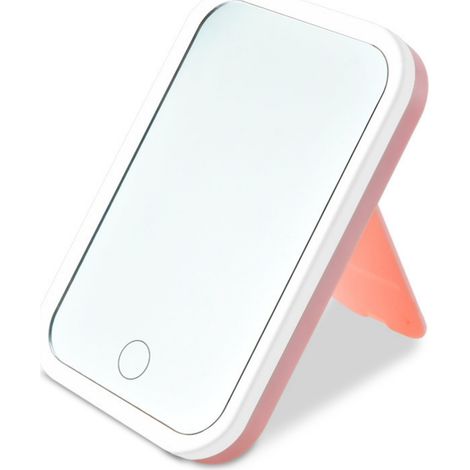 Miroir de maquillage de voyage 10,7 x 15,5 cm, miroir lumineux portable rechargeable à DEL, intensité variable, 3 modes de couleur, écran tactile, miroirs de table de bureau pour sac à main (1/5)
