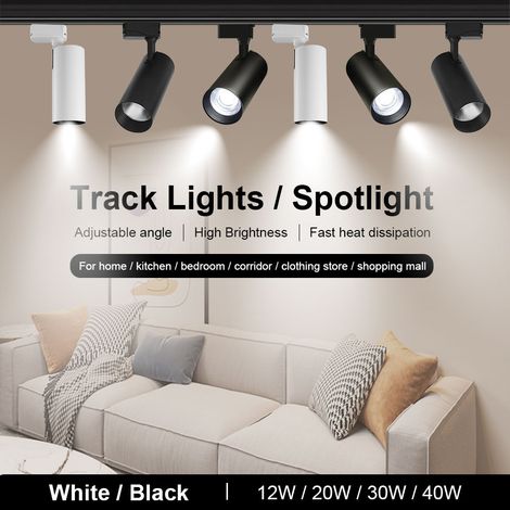6er Schienensystem Weiß 20W Kaltweiß, LED Deckenbeleuchtung für Studio, Shop und Ausstellungsflächen