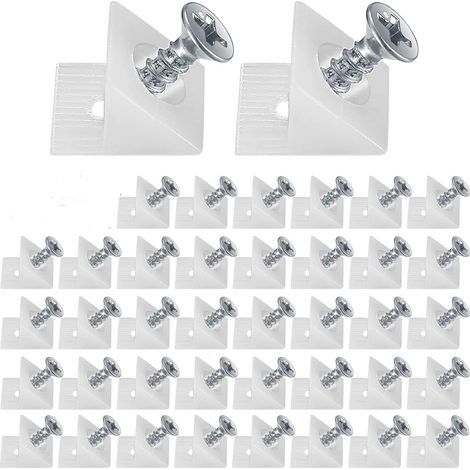 40 plastic drawer wedges, rear stabilizer connectors, lower drawer connectors (with screws)