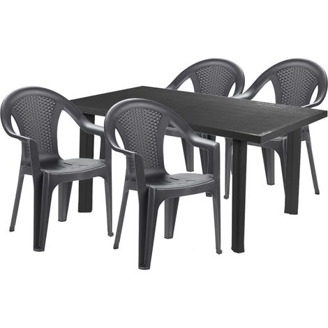 Garten Garnitur 5-teilig anthrazit-MVEL036AN+4xMISC128AN