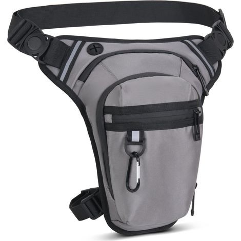 Beintasche Motorrad Herren Damen Wasserdicht Oberschenkeltasche mit Karabiner für Outdoor Sport Grau (1/5)