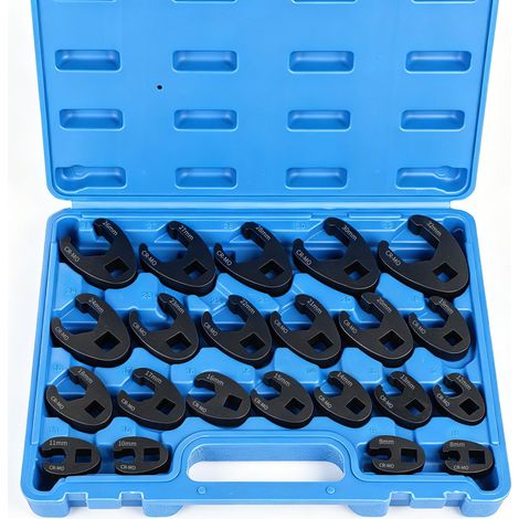 22 Pièces Ensemble de Clés Crowfoot 3/8" et 1/2" 8-32mm Entraînement (1/5)