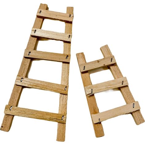 Set 2 Scalette in legno per presepe decorazione rustica in miniatura