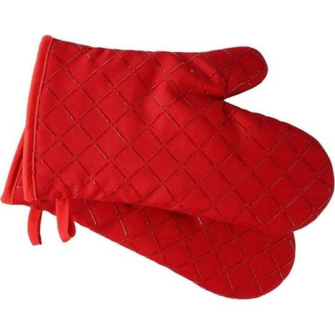 Gants de four en silicone antidérapants, résistants à la chaleur, doublure coton, parfait pour barbecue et pâtisserie (1/4)