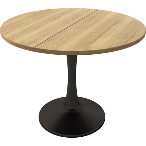 Table à manger 75 cm table de salle à manger extensible forme ovale couleur chêne style moderne design épuré (1/5)