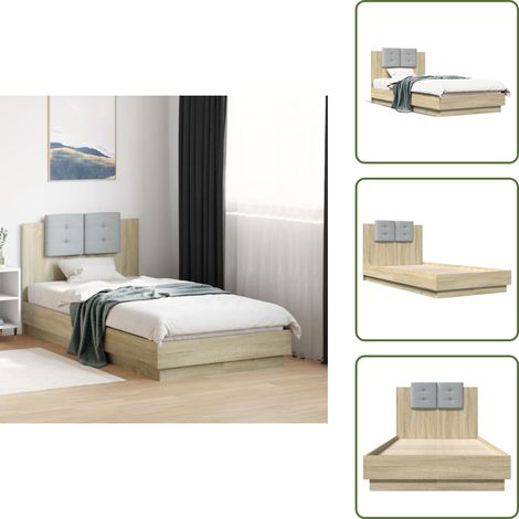 Letto con testiera in legno - vidaXL Giroletto con Testiera Rovere Sonoma 75x190cm Legno Multistrato - Letto con testiera in compensato