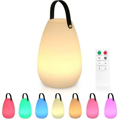 Grande lampe d'extérieur à batterie rechargeable avec télécommande - Lampe de table étanche sans fil rechargeable à intensité variable (1/4)