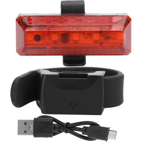 Wiederaufladbares Fahrradrücklicht per USB, 5 LEDs, reflektierendes Sicherheitslicht, rotes Warnlicht für Radfahrer (1/5)