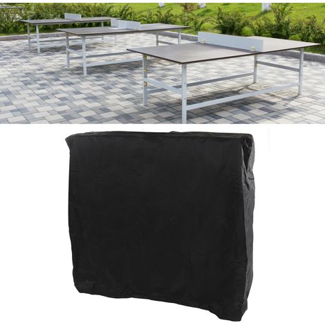 Funda para mesa de ping-pong – modelo con cremallera, 210 % poliéster, color plata, impermeable, resistente a la abrasión – 155 x 75 x 150 cm, color negro, con bolsa de almacenamiento. (1/5)