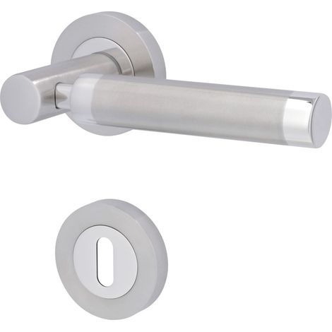 Alpertec BB-Rosettengarnitur Solid 3 Edelstahl silber rund Beschläge