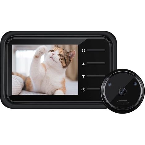 Caméra de sécurité sans fil avec sonnette vidéo Smart Home judas sonnette caméra 2.4 pouces LCD 120 ° HD vision nocturne infrarouge visionneuse de porte stockage de photos 3 sonneries Installation fac (1/5)