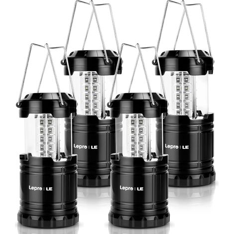 Portable LED Camping Lamp, Waterproof Battery-Operated LED Lantern, Camping Lantern for DIY, Cellar, Tent, Emergency Lighting, Pack of 4