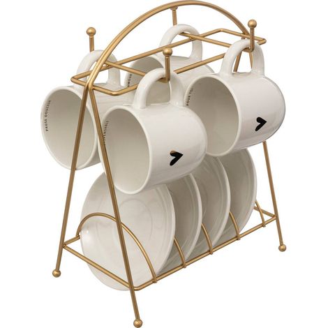 Set di 4 tazze su supporto floreale (1/5)