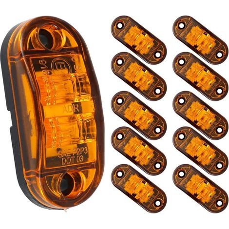 Lot de 10 feux de signalisation latéraux à LED ovales ambrés, feux de garde-boue étanches, clignotants avant et arrière 12 V-30 V (1/5)