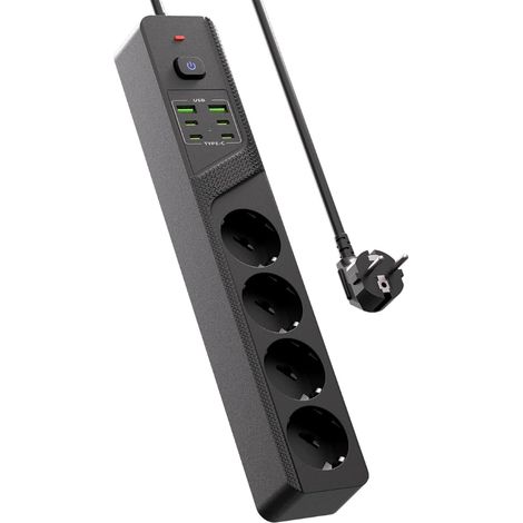 Multiprise 4 Prises avec USB, Rallonge Electrique Multiprise Plate Murale (1/3)