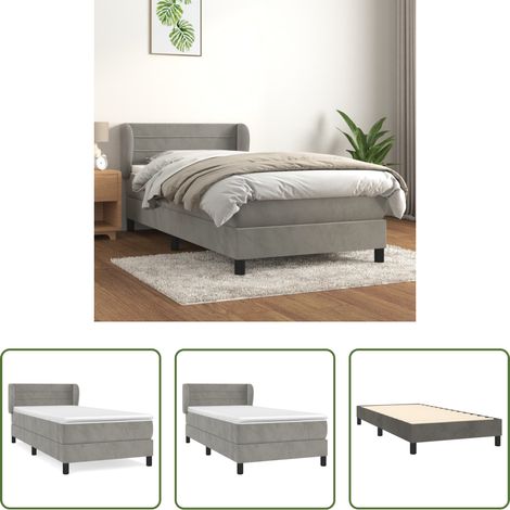 vidaXL Taschenfederkern - Boxspringbett mit Matratze Dunkelgrau 90x200 cm Samt (1/5)