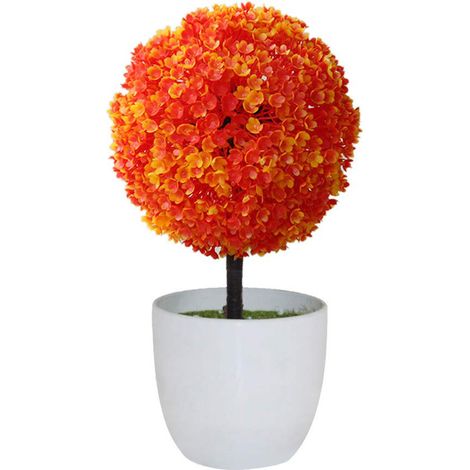Boule décorative artificielle en pot, plante factice topiaire pour décoration intérieure (1/5)