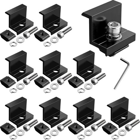 Kit de Fixation Panneau Solaire,10 Supports en Z,en Aluminium 304,Acier Inox,Pince d'Extrémité,pour Panneaux 30mm,Montage Rapide sur Camping-Car,Bateau ou Toit Plat-Inclut Vis,Écrous et Clé (1/5)
