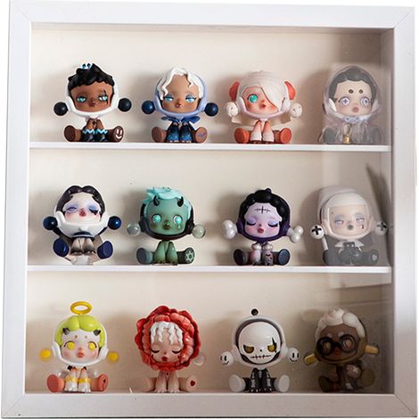 Vitrine pour figurines d'anime, coffret de rangement tridimensionnel épais pour collections de mini-jouets, blanc, double compartiment (1/5)
