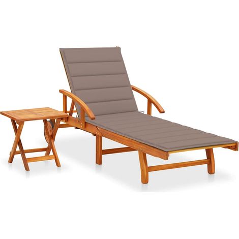 vidaXL Chaise longue de jardin avec table et coussin Bois d'acacia (1/5)