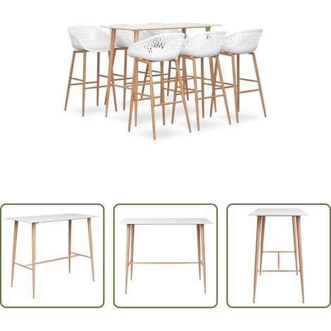 Barhocker - 7-tlg. Bar-Set Weiß (1/5)