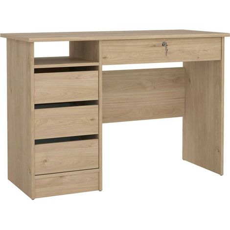 Dmora - Schreibtisch Eliane, Mehrzweckschreibtisch, Bürotisch für PC, Eckschreibtisch, 109x49 h76 cm, Eiche (1/5)