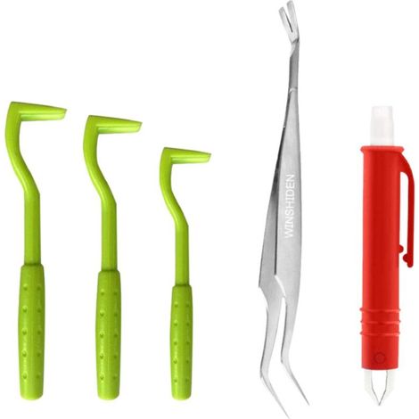 Outil de nettoyage d'extracteur de poux de chien d'outil de nettoyage d'extracteur de poux de chien d'enlèvement de parasite d'animal familier d'acier inoxydable de tique (ensemble de 5) (1/4)