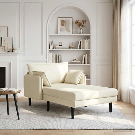 vidaXL Chaise longue de gran tamaño Crema Tela de pana (1/5)