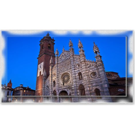 Lupia - Quadro moderno su Tela con Cornice stampata NEWEXT 75x135 cm, paesaggi localismi italiani, per casa soggiorno capezzale camera da letto hotel ufficio, MONZA DUOMO (1/4)