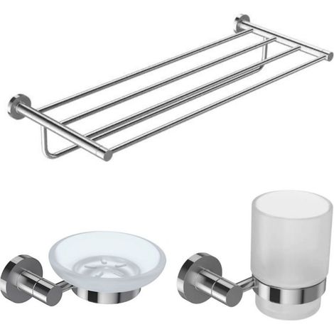 JACOB DELAFON Conjunto Jabonera Classic, Portavasos con vaso Classic y Toallero Classic