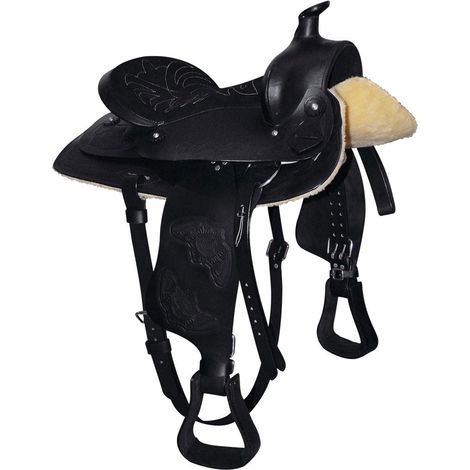 nero - Sella western basic in cuoio con seggio in pelle scamosciata