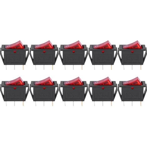 Interrupteur à bascule à 3 broches, lumière rouge marche/arrêt, 2 positions KCD3, accessoires pour appareils ménagers, 10 pièces (1/5)