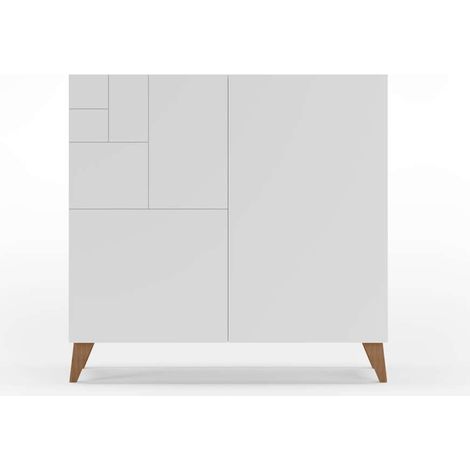 Zapatero modelo 512 acabado blanco patas nogal claro, 90x90x27 (alto x ancho x fondo) (1/3)