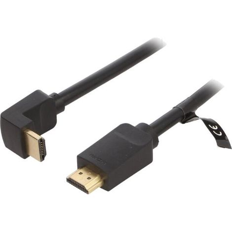 Cable HDMI 2.0 prise male HDMI prise male 90o UHD 4K 3D 2m - Noir
