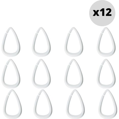 Lot de 12 anneaux pour rideaux de douche DROP Blanc Spirella (1/3)