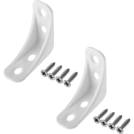 Lot de 20 équerres d'angle en plastique nylon blanc en forme de L 3,9 x 3,9 x 1,6 cm (L x l x H) - Support à angle droit à 4 trous avec vis (1/5)